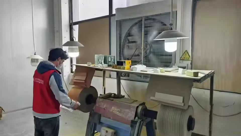 surface sanding during custom wooden box production