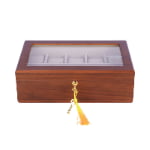 jewelry organizer box with glass window in brown finish