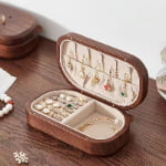 custom wooden jewelry box in natural wood finish