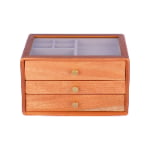 3 Layer Solid Wood Drawer Jewelry Box with Glass Window
