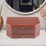 Hexagon Bamboo Musical Jewelry Box with Mirror and Drawer  Slug