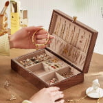 luxury wooden jewelry organizer with custom color logo