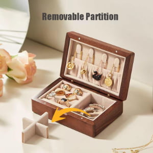 Small Mahogany Wood Jewelry Box for Travel Jewelry Storage