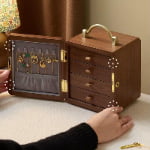 luxury wooden jewelry organizer box in walnut color