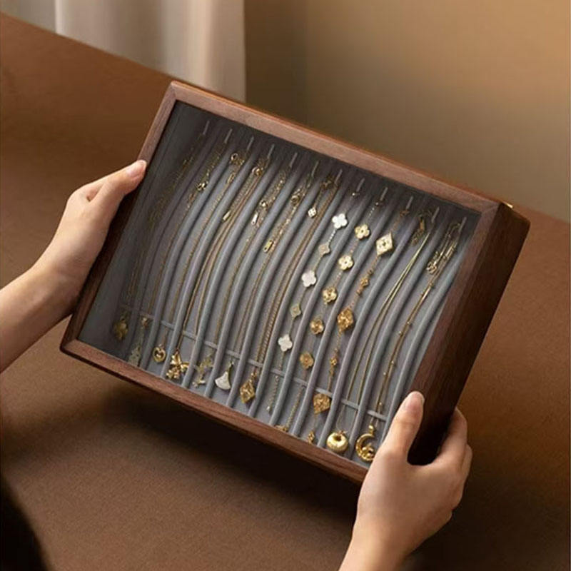Wooden Jewelry Necklace Storage Box with Custom Color Logo