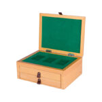 custom wooden storage box for jewelry and coins