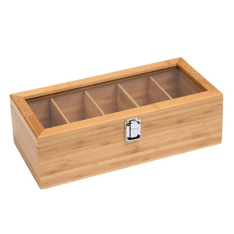 bamboo tea organizer box for food safe display