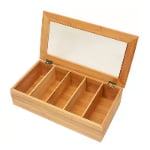 clear lid tea packets storage box in natural color
