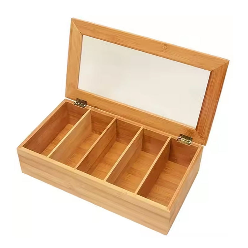 clear lid tea packets storage box in natural color