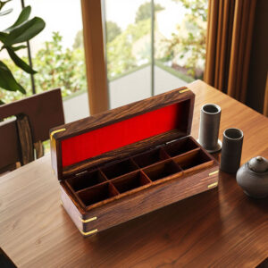 8-Compartment Luxury Wooden Tea Coffee Box for Tea Bag Packing