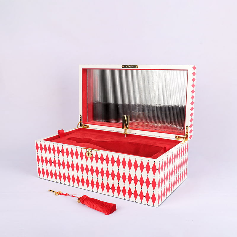 wooden wine box with mechanical music for beverage packaging
