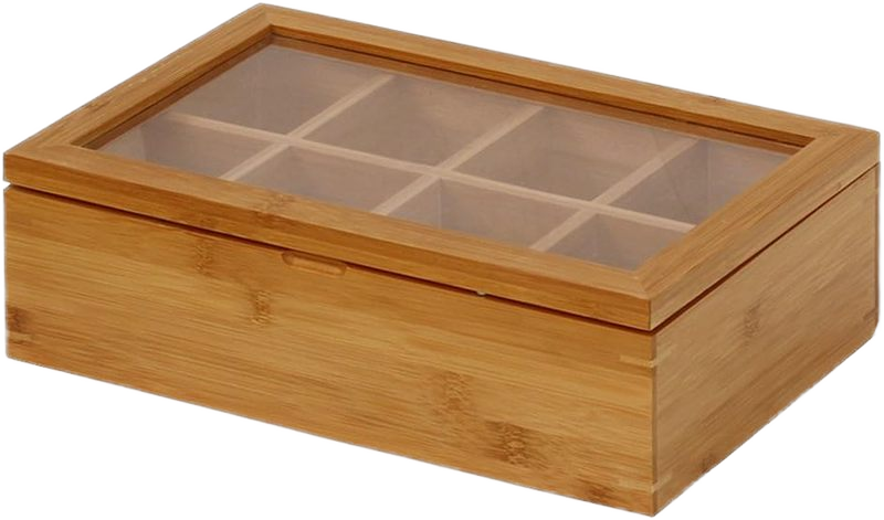 clear glass top tea box in classic rectangle shape
