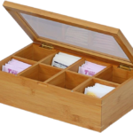 bamboo tea organizer box for food safe storage