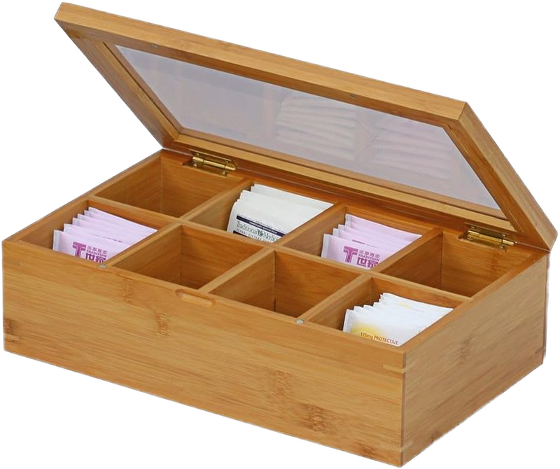 bamboo tea organizer box for food safe storage